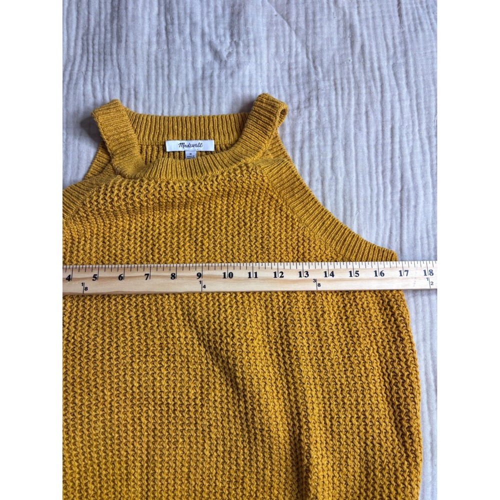 Madewell Halter Sweater Tank Mustard Yellow Cotton Knit Sleeveless Top Medium - Picture 5 of 8
